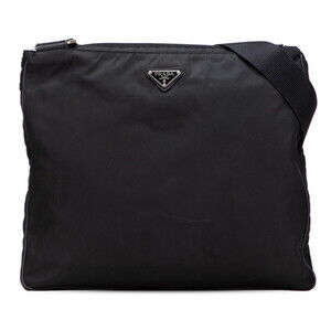 PRADA Black Leather Saffiano Shoulder Bag
